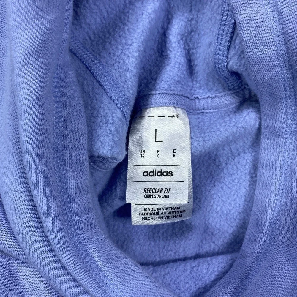 Adidas Hoodie Large Blue Logo Pullover Athletic Fleece Sweatshirt Activewear Top